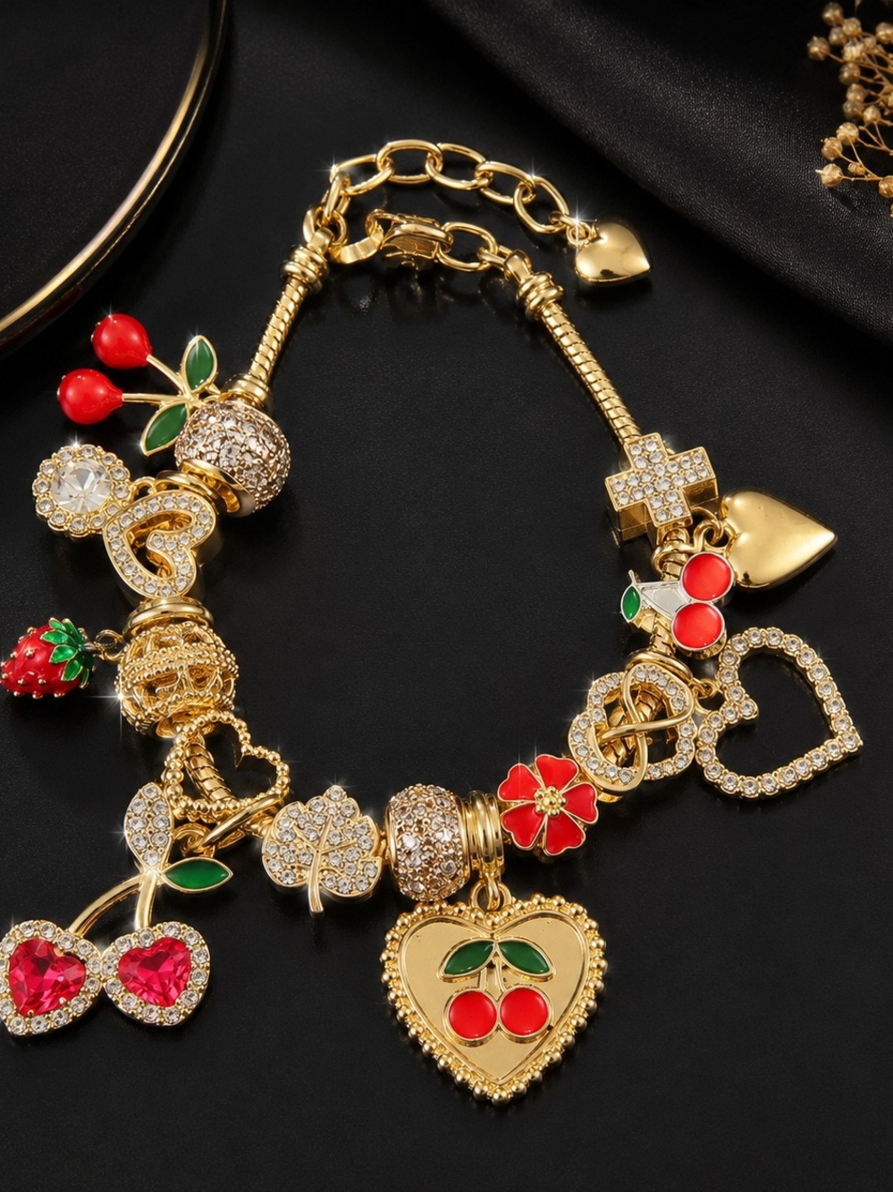 Sweetheart Cherry Luxe Charm Bracelet NEW - Picture 3 of 4
